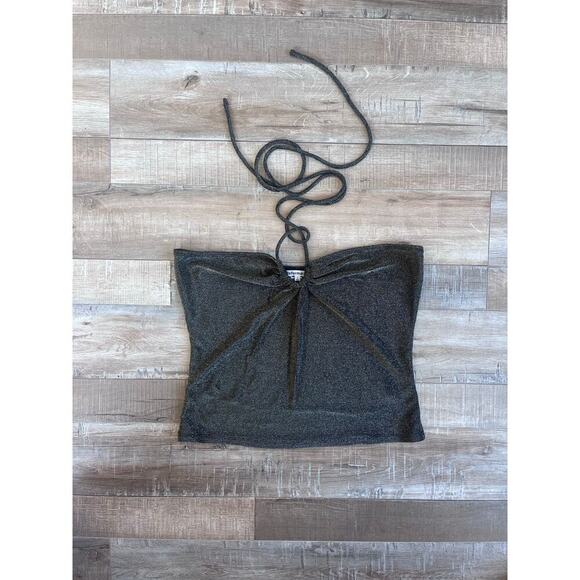 Reformation Anders Knit Halter Top in Brown Metallic Size L - Picture 1 of 4